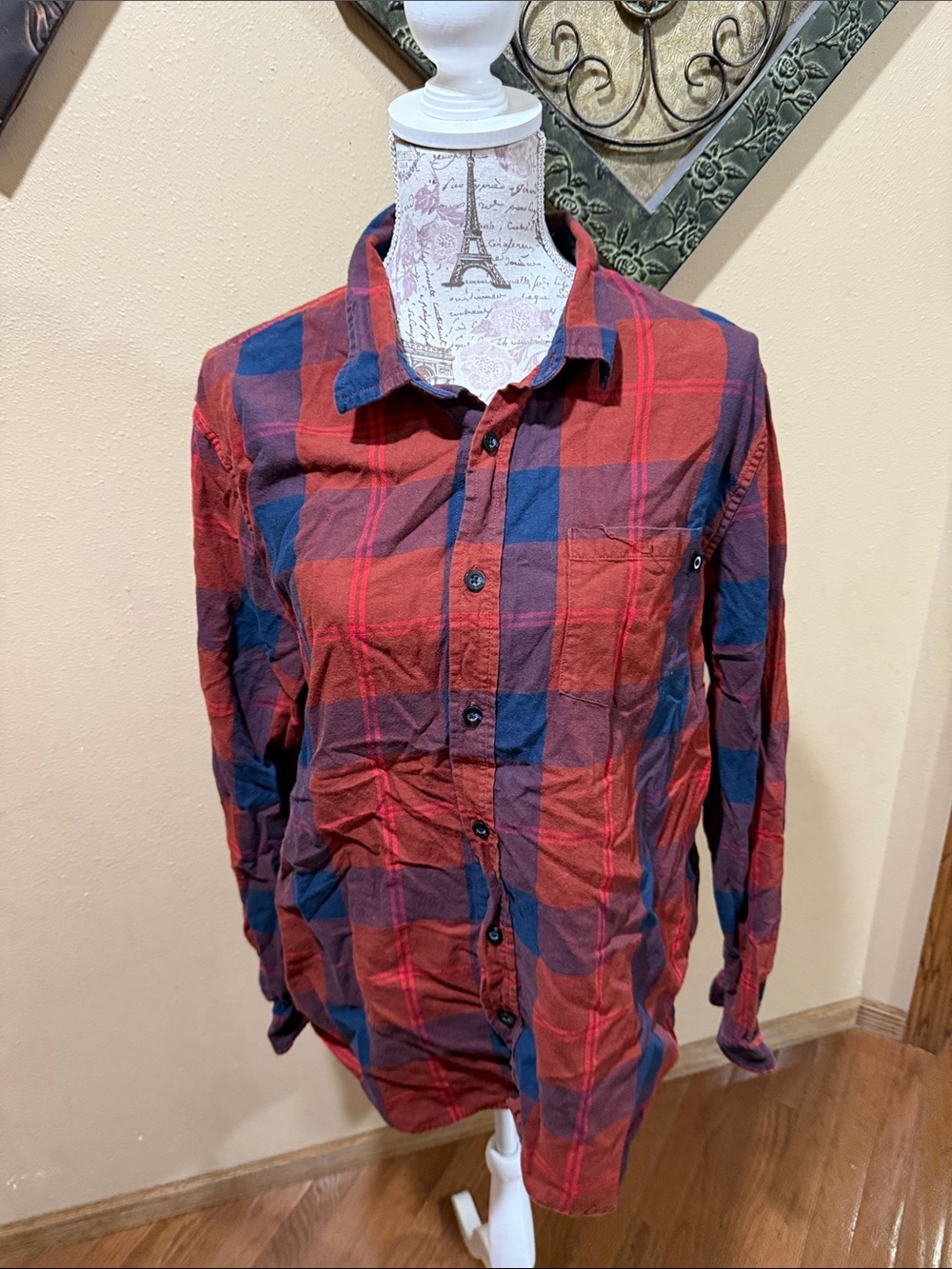 Oakley Red and Blue Plaid Lightweight Shirt Jacket